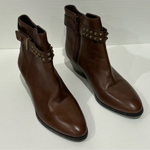 FRANCO SARTO Women’s Studded Genuine Leather Heeled Ankle Boot - brown, size 7.5 - Picture 3 of 9